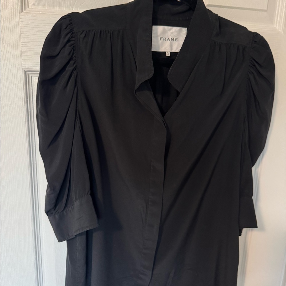 Frame Denim Black Gillian Silk Blouse